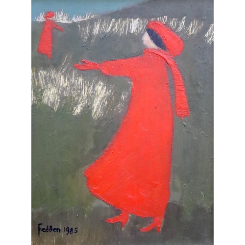 467 - § Mary Fedden (1915-2012)'Ladies in Red'oil on boardsigned and dated 198520 x 15cm... 