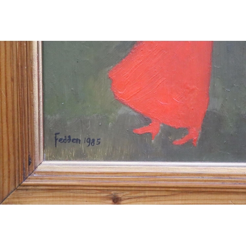 467 - § Mary Fedden (1915-2012)'Ladies in Red'oil on boardsigned and dated 198520 x 15cm... 