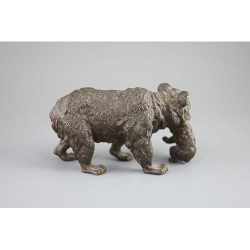 47 - A large Viennese cold painted bronze group of a bear and cub, 19th century, probably by Bergman,The ... 