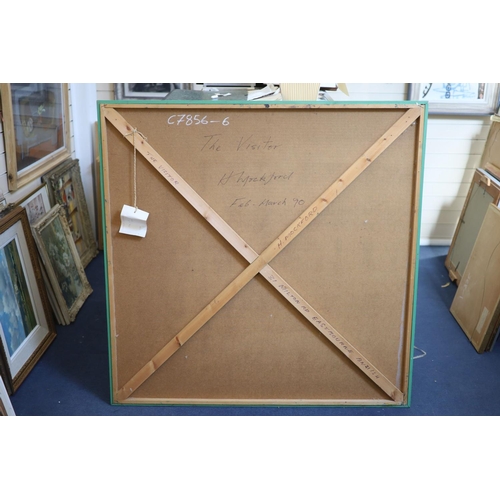 470 - § Harold Mockford (1932-)The Visitor, 1990Oil on boardInitialled and dated 90, inscribed verso122 x ... 