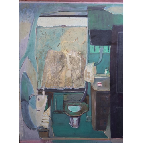 473 - § Harold Mockford (1932-)The Bathroom, 23 Enys Rd, 1976oil on boardsigned and inscribed verso122 x 9... 
