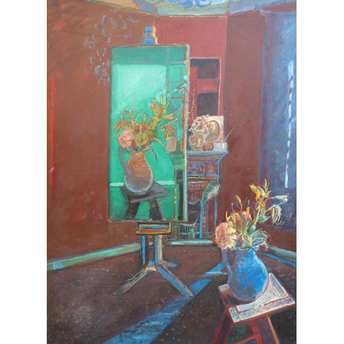 474 - § Harold Mockford (1932-)Flower Subject, 1990Oil on boardSigned, dated and inscribed verso120 x 90 c... 