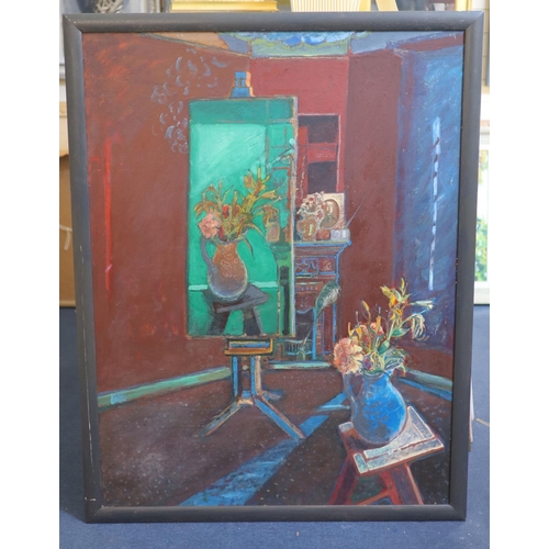 474 - § Harold Mockford (1932-)Flower Subject, 1990Oil on boardSigned, dated and inscribed verso120 x 90 c... 