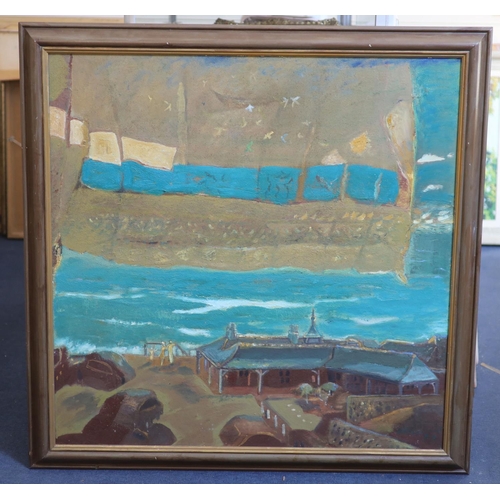 475 - § Harold Mockford (1932-)Curtain over Birling Gap, 1997Oil on board91 x 91 cm.... 