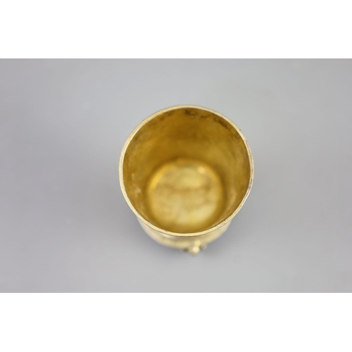 478 - An early 17th century Swiss? silver gilt beaker,Of flared form, with engraved decoration, name and i... 