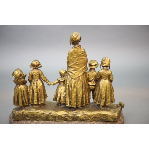 48 - Joseph D'Aste (1881-1945) a large bronze figural group,'Fete au Village', titled with a badge applie... 