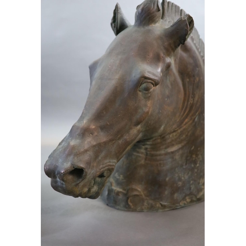 49 - A large and impressive full-size bronze model after the Medici Riccardi horses head, 20th century,w... 