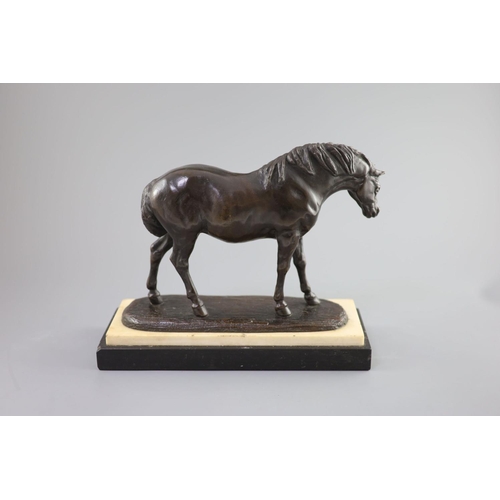 53 - George Garrard (c.1760-1826) a bronze model of a horse 'Skirts',titled to the alabaster base Skirts... 