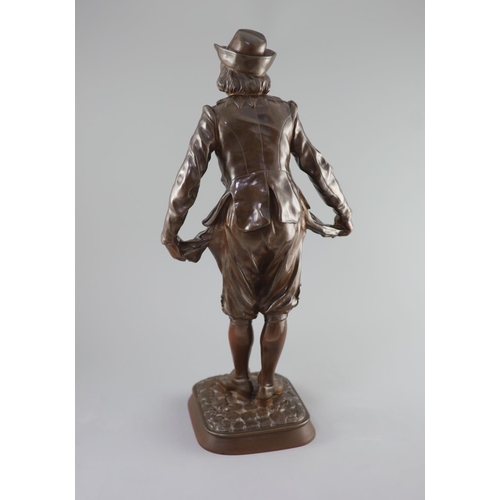 55 - Clement Leopold Steiner (1853-1899) a large bronze figure; Pas de Chance,with inscribed plaque to ... 