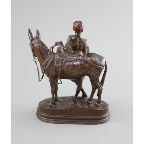 56 - Alfred E. Dubucand (1828-1894) a bronze of a North African boy and donkeysinged to base18cm high... 