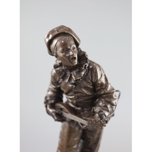 57 - Eutrope Bouret (1833-1906) a bronze figure; Au Clair de la Lune, ,marked to base, signed to base,4... 