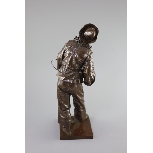 57 - Eutrope Bouret (1833-1906) a bronze figure; Au Clair de la Lune, ,marked to base, signed to base,4... 