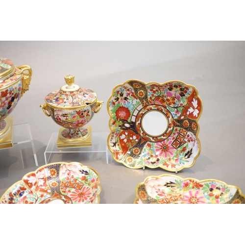 82 - An impressive Barr Flight & Barr Japan pattern dessert service, c.1810,comprising a pair of mask han... 