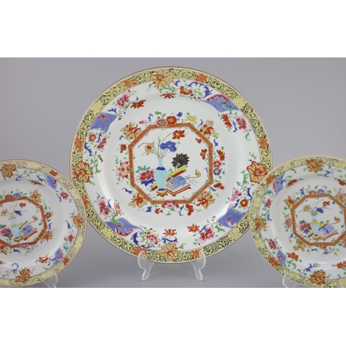 95 - A Chinese famille rose porcelain part dinner service, Qianlong period,each piece painted with antiqu... 