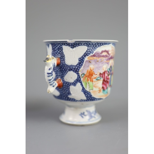 97 - A pair of Chinese famille rose two handled cups, Qianlong period,each painted with mandarin figures ... 