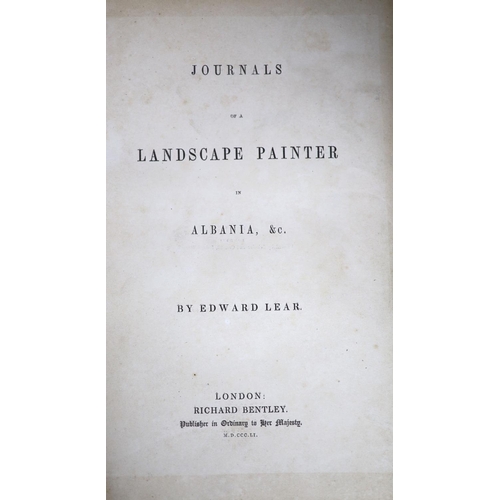 105 - °  Lear, Edward - Journals of a Landscape Painter in Albania, 1st edition, original blind stamp  blu... 