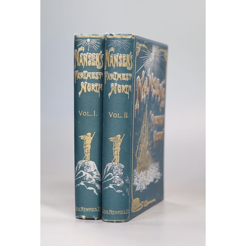 115 - °  Nansen, Fridtjof - Farthest North, 2 vols,  2nd English edition, 8vo, original silver and gilt pi... 