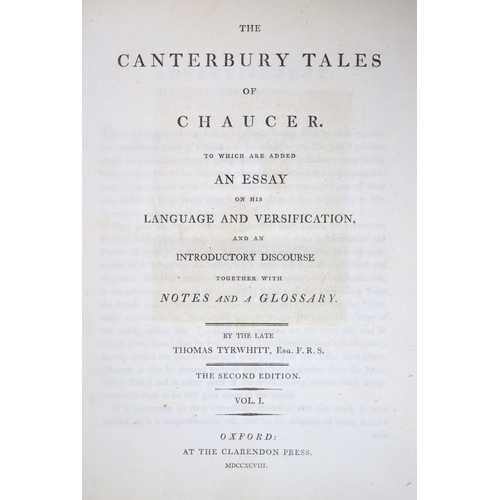 120 - °  Chaucer, Geoffrey - Canterbury Tales, edited by Thomas Tyrwhitt, 2nd edition, 2 vols, 4to, 19th c... 