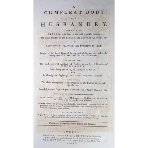 121 - °  Hale, Thomas, Writer on Husbandry - A Compleat Body of Husbandry, 1st edition, folio, contemporar... 