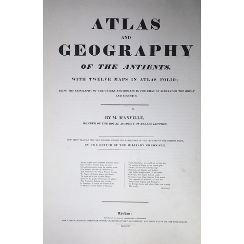 122 - °  Anville, Jean Baptiste Bourguingnon d - Atlas and Geography of the Antients, folio, half leather... 