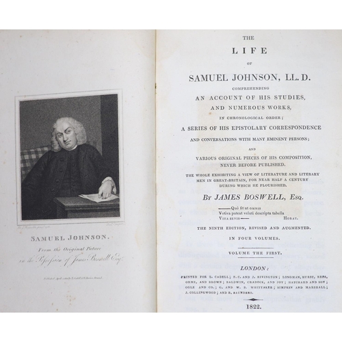 125 - °  Boswell, James - The Life of Samuel Johnson, 9th edition, 4 vols, 8vo, later half calf, with port... 