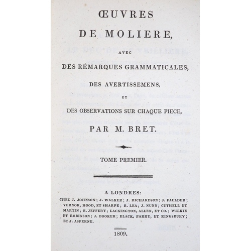 130 - °  Moliere- Oeuvres de Moliere, 8 vols, 12mo, calf, text in French, London, 1809