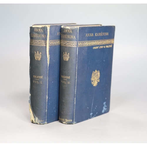 132 - °  Tolstoy, Leo - Anna Karenina, 2 vols, 8vo, original blue cloth gilt, split to rear joint vol. 1, ... 