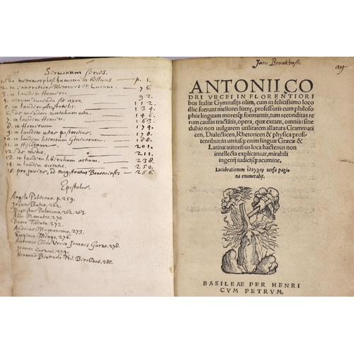 145 - °  Urceus, Antonius. [Sermones, Epistolae, etc.] Antonii Codri Urcei in Florentiorius Italiae Gymnas... 