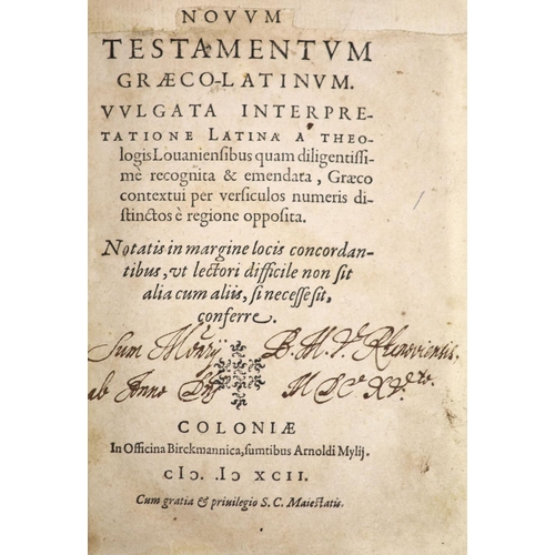 152 - °  [Holy Bible. Gk. title] Novum Testamentum Graeco-Latinum Vulgata Interpretatione Latina ...head a... 