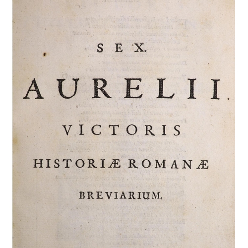 159 - °  Victor, Sextus Aurelius. Historiae Romanae Breviarium, 8vo, vellum, gilt titling labels to spine,... 