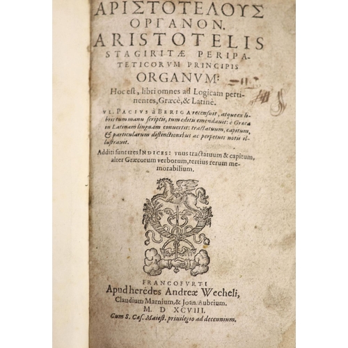 165 - °  Aristotle. Stagiritae Peripateticorum Principis Organum ... (Part I only), engraved diagrams;(16)... 