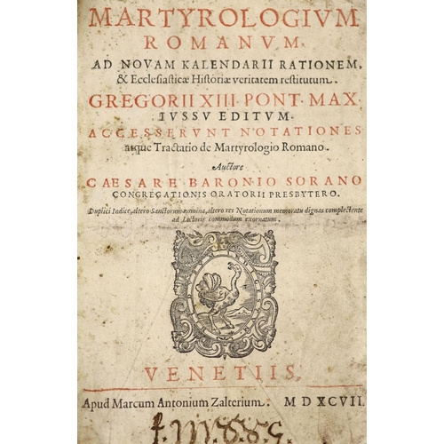 167 - °  Baronius, Caesar. Martyrologium Romanum, ad Novum Kalendarii Rationem ...title in red and black w... 