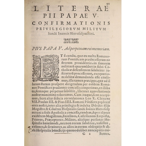 171 - °  Bosio , Giacomo.  Li Privileggi della Sacra Religione di S. Gio Giersolimitano ...engraved title ... 