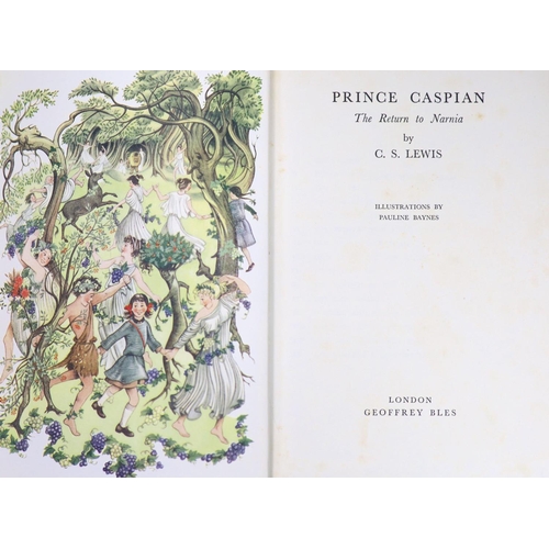 19 - °  Lewis, Clive Staples - Prince Caspian. The Return to Narnia, 1st edition, 8vo, illustrated by Pau... 