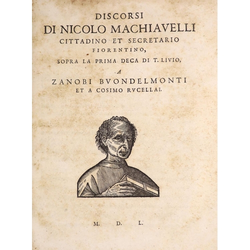 196 - °  Machiavelli, Nicolo. Tutte le Opere. Divise in V.Parti ...2 vols, with 4 vignette portraits and a... 