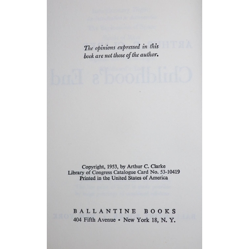 2 - °  Clarke, Arthur C - Childhoods End, 1st edition, red cloth, in unclipped d/j, with 1 inch tear to... 