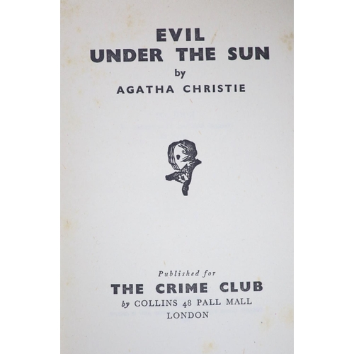 33 - °  Christie, Agatha - Evil Under the Sun, 1st edition, 8vo, original cloth in unclipped d/j, tears t... 