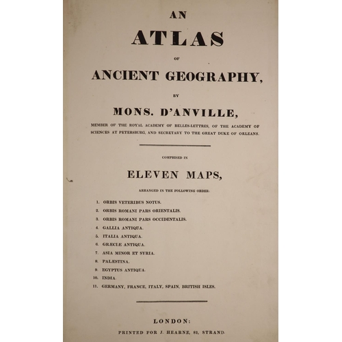 41 - °  dAnville, Jean Baptiste Bourguignon - An Atlas of Ancient Geography, folio, half red morocco, ma... 