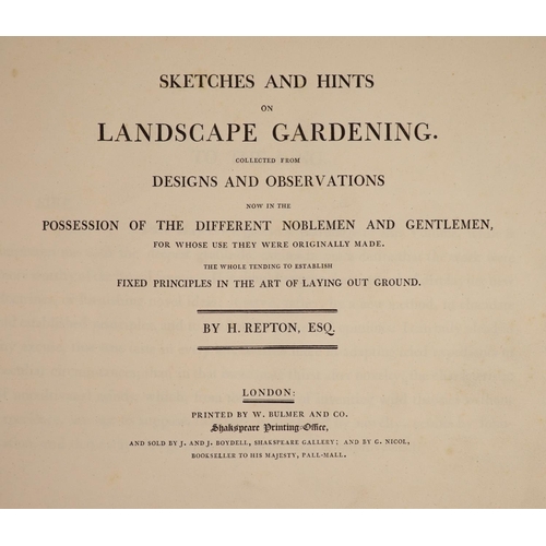 72 - °  Repton, Humphry - Sketches and Hints on Landscape Gardening, oblong folio, calf gilt, with 10 han... 