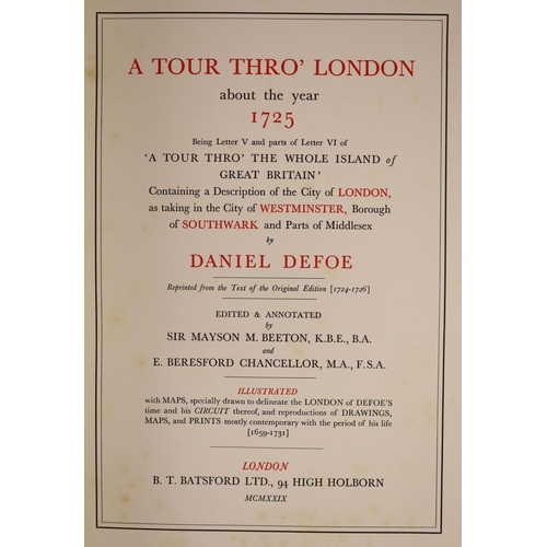 77 - °  Defoe, Daniel - A Tour thro London about the year 1725, folio, calf, B.T. Batsford, London, 1929... 