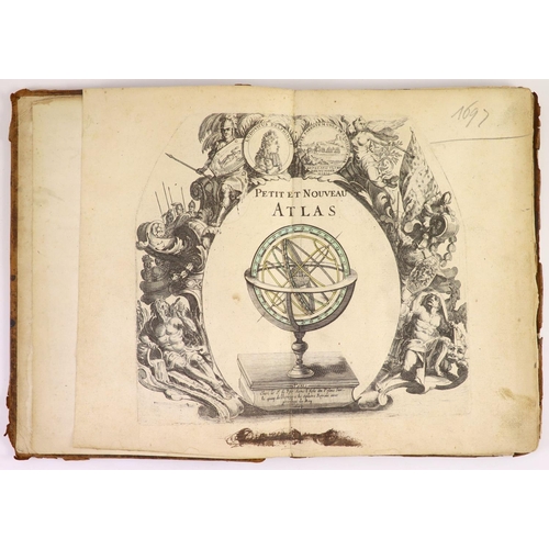 89 - °  Fer, Nicholas de - Petit et Nouveau Atlas, 1st edition, oblong qto, original calf, title with arm... 