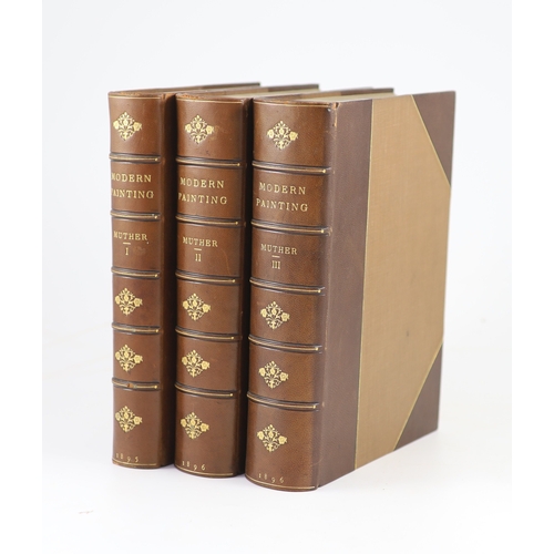 66 - °  Mutter, Richard - The History of Modern Painting, 3 vols, qto, half calf, London, 1895-96... 