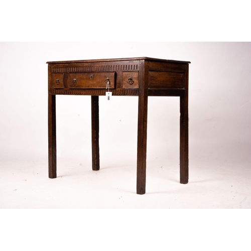 1065 - An 18th century and later oak side table, width 82cm, depth 47cm, height 78cm