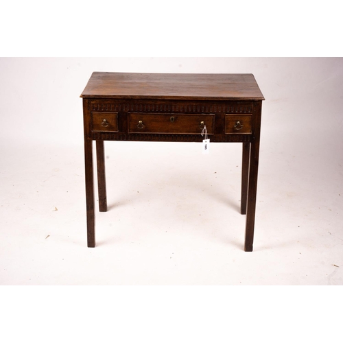 1065 - An 18th century and later oak side table, width 82cm, depth 47cm, height 78cm