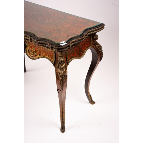 1067 - A 19th century Boulle folding card table, width 94cm, depth 46cm, height 74cm