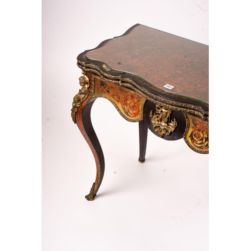 1067 - A 19th century Boulle folding card table, width 94cm, depth 46cm, height 74cm