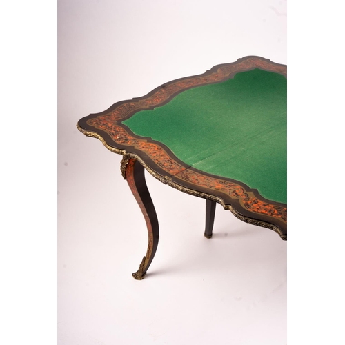 1067 - A 19th century Boulle folding card table, width 94cm, depth 46cm, height 74cm