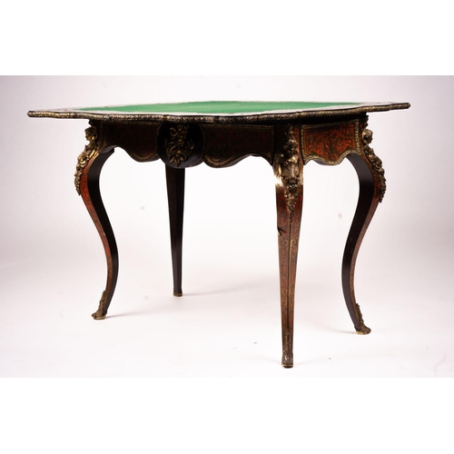 1067 - A 19th century Boulle folding card table, width 94cm, depth 46cm, height 74cm