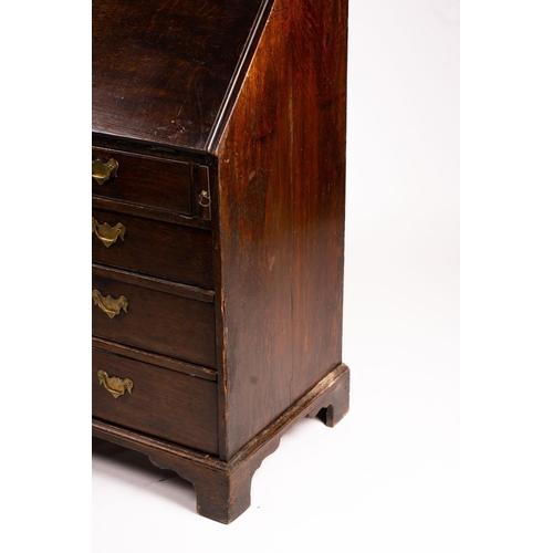 1069 - A George III oak bureau cabinet, width 108cm, depth 52cm, height 209cm