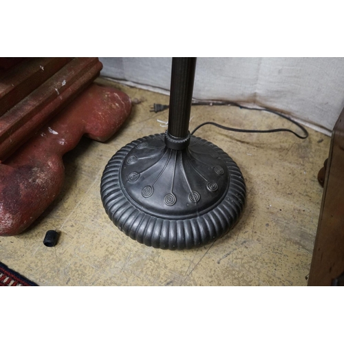17 - A bronzed finish Tiffany style standard lamp with shade, 160cm high, 59cm diameter